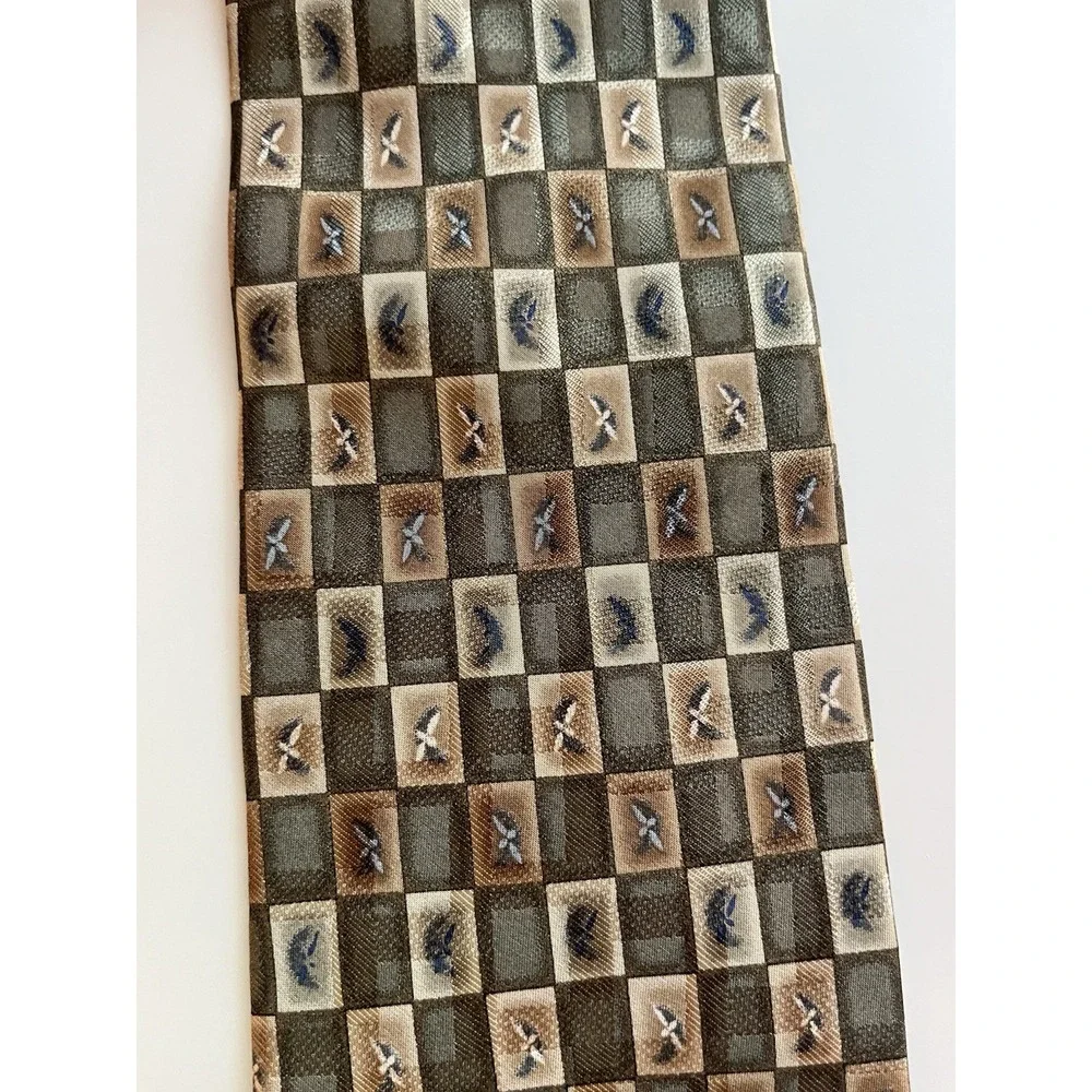 Polo Ralph Lauren Hand Made Neck Tie Green Geometric Short USA Made 56